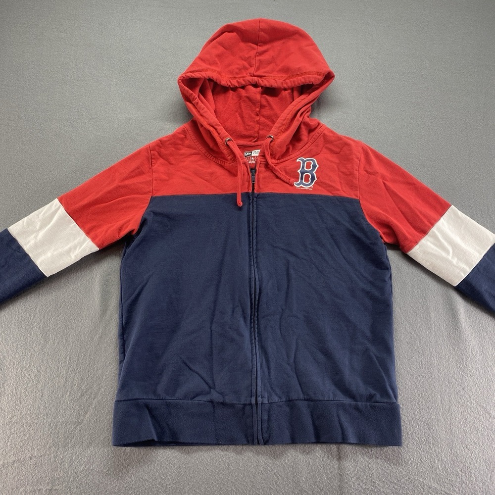 New Era Boston Red Sox Sweater Womens Large Red‎ MLB Long Sleeve Hoodie Full Zip